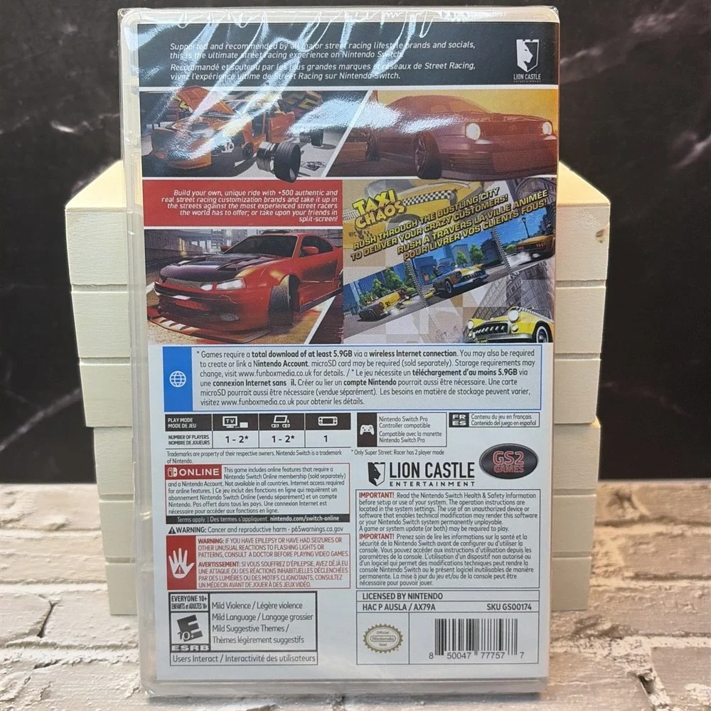Super Street Racer and Taxi Chaos (Nintendo Switch) - Brand New - Box 2-in-1